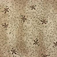 Beige met groene blaadjes en bruine bloemen FQ