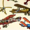 3767 - Creme met antieke vliegtuigen