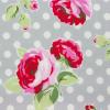 4675 - Grijs met witte dots en grotere rozerode rozen
