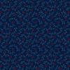 6894 - Blauw donker met wit gestippeld krullijntje en rood bloemetje